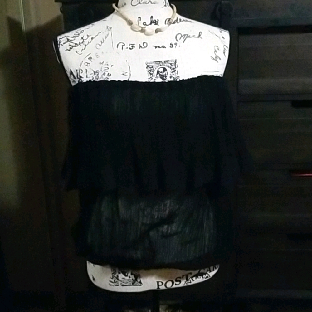 Sheer black strapless top